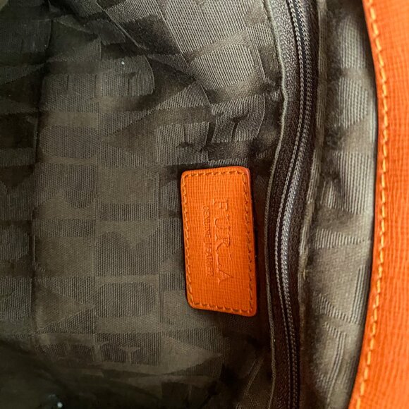 Furla - Appaloosa Pebbled Leather Cross Body Shoulder Bag - Orange - Picture 8 of 13